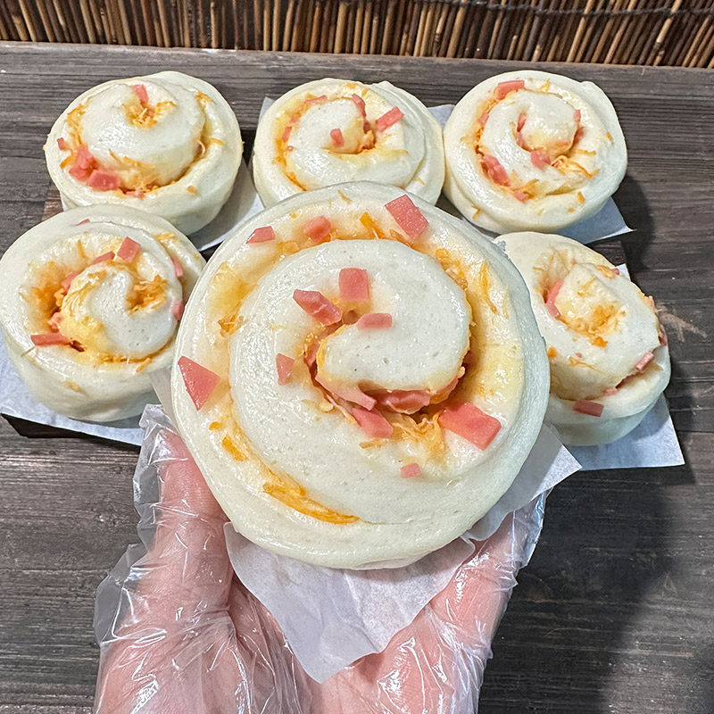 火腿芝士肉松卷馒头营养早餐半成品手工面食速冻包点懒人食品