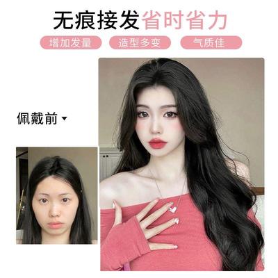 假发片片发量蓬松卷发假发接发片大浪波无痕假发女长发三VRI片增