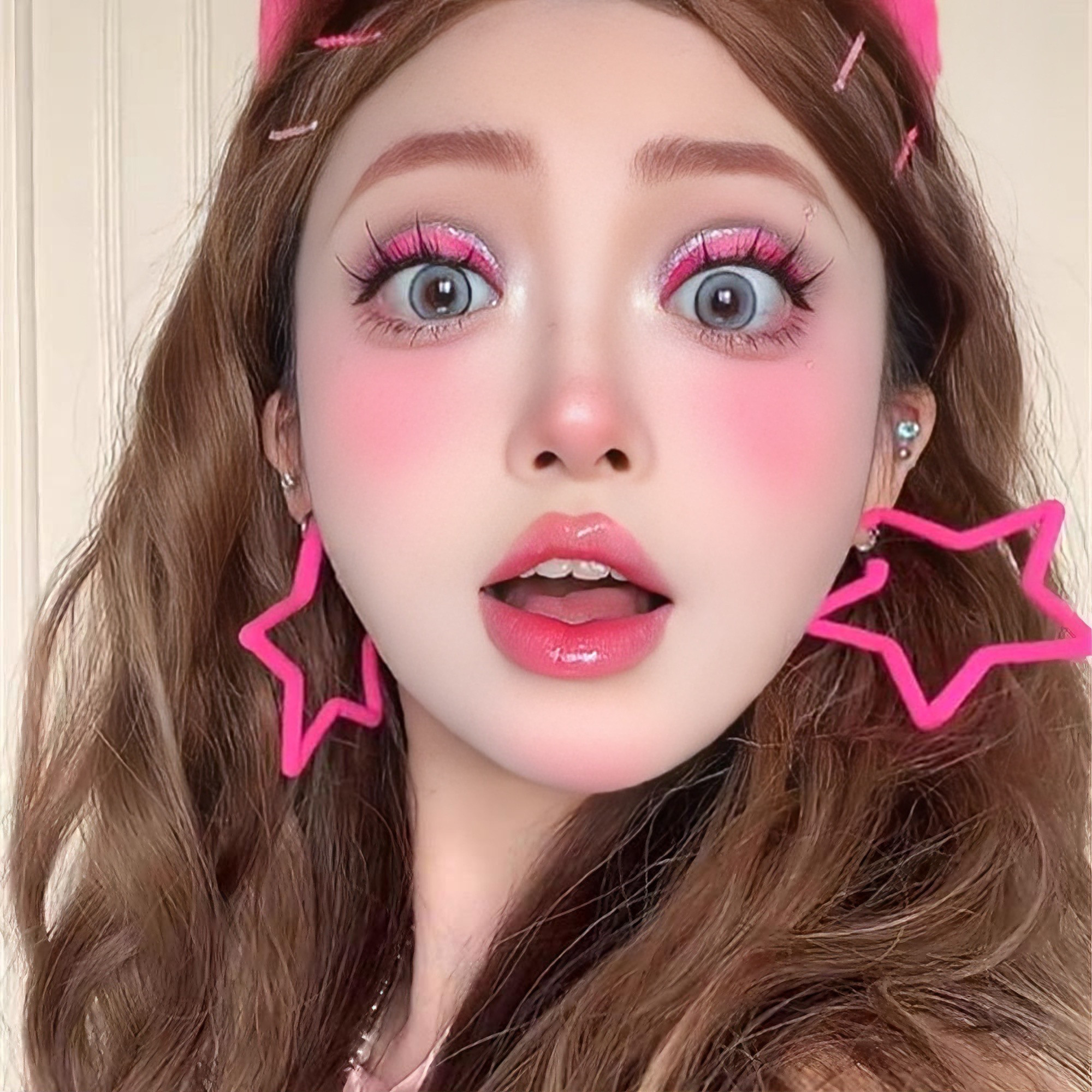 多巴胺女孩星星耳环辣妹学院少女风耳饰糖果色五角星时尚夸张耳饰