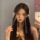 苗疆异域头饰网红同款 复古水滴流苏面帘额饰眉心坠汉服古风发饰