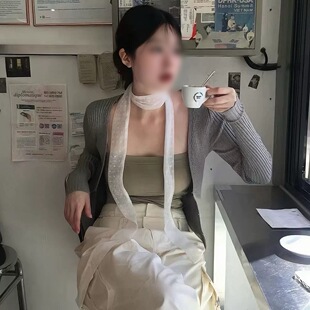 韩国ins波点蕾丝长款丝巾飘带女春夏辣妹叠戴层次感百搭装饰项链