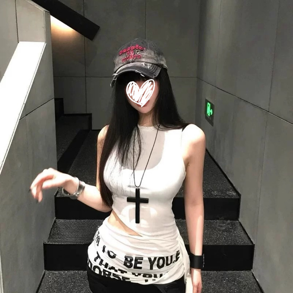 y2k复古暗黑十字架项链亚文化哥特长款木质毛衣链小众设计锁骨链