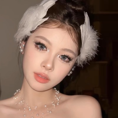 黑白天鹅羽毛头饰发夹新娘结婚皇冠夹子舞台芭蕾发饰cos配饰万圣