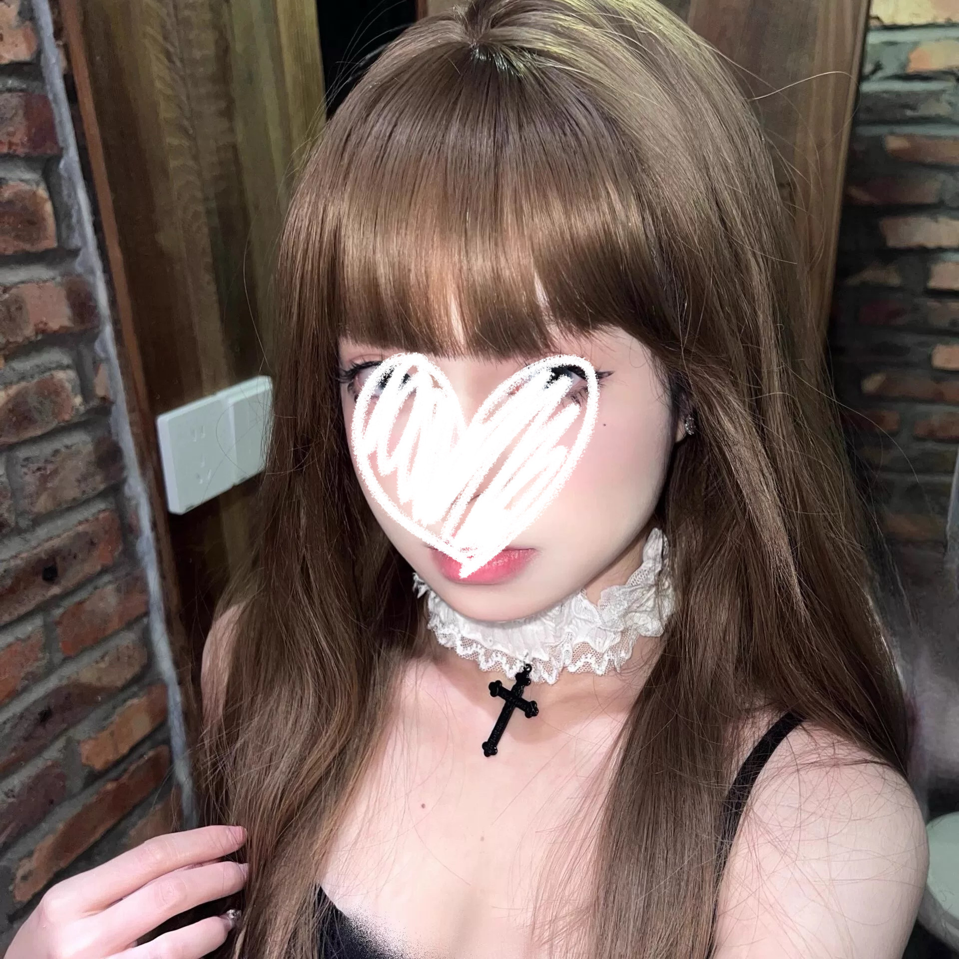 甜酷辣妹双层蕾丝十字架项链