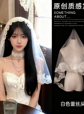 鬼新娘cos白色头纱女成人头饰婚纱万圣节穿搭白哥特风lolita装扮