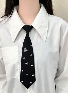 JK日系学院风条纹领带懒人免打衬衫装饰dk领结时尚高级感百搭配饰