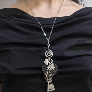原创设计长款爱心钥匙项链多种挂件手作星星骷髅螺旋蘑菇吊坠
