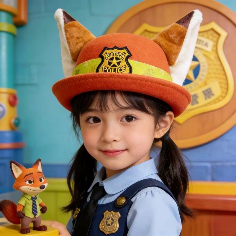 秋冬季疯狂动物城礼帽发箍女朱迪尼克儿童卡通cos配饰发饰头箍