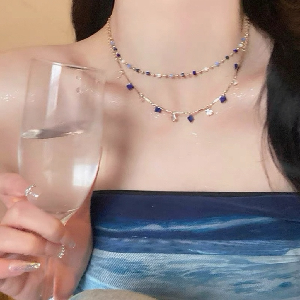 彩色水晶串珠叠戴项链女2026新款轻奢锁骨链独特绝美小众颈链配饰