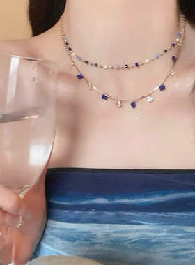 彩色水晶串珠叠戴项链女2026新款轻奢锁骨链独特绝美小众颈链配饰