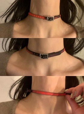 温变项圈y2k千禧辣妹风软皮革颈链choker女高级感甜酷锁骨链2026