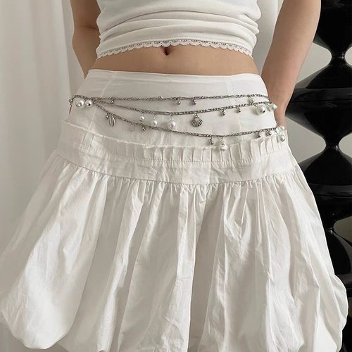 珍珠贝壳腰链超仙法式优雅叠带