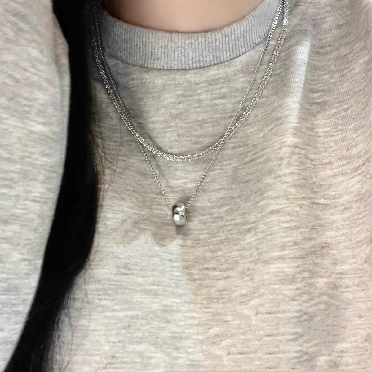 甜酷辣妹双层波光粼粼百搭毛衣链