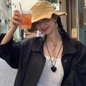 韩国fever同款 黑色爱心项链女小众气质时尚 颈链简约百搭高级配饰