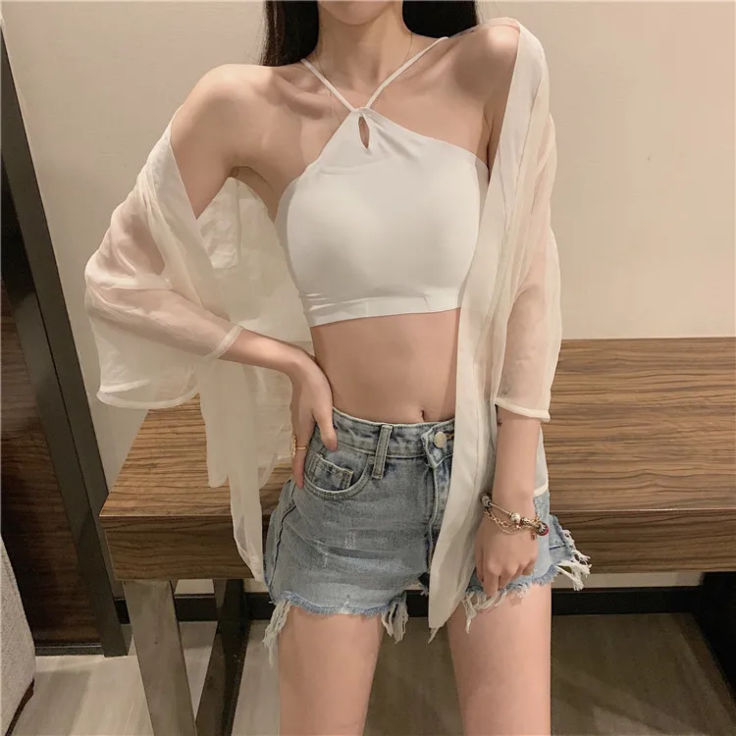 夏季挂脖性感美背吊带背心冰丝抹胸内衣女学生韩版露背带胸垫裹胸