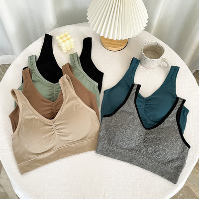美背文胸一体运动内衣女学生高中无钢圈聚拢小胸少女小背心式胸罩
