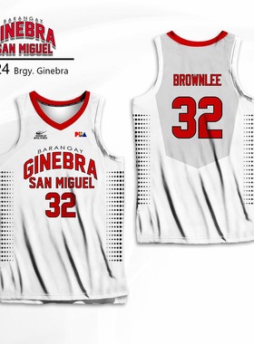 定制brgy. ginebra 2025 PBA联赛BROWNLEE比赛球衣篮球服速干背心