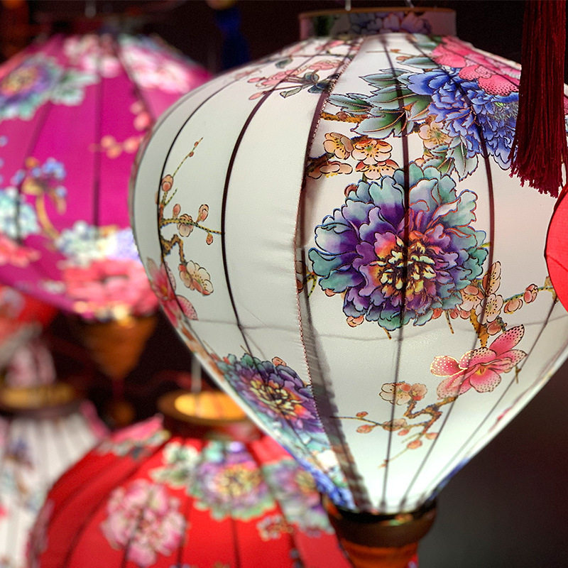 新年烫金边牡丹花灯笼中国古风宫灯春节婚庆户外乔迁节日装饰灯笼