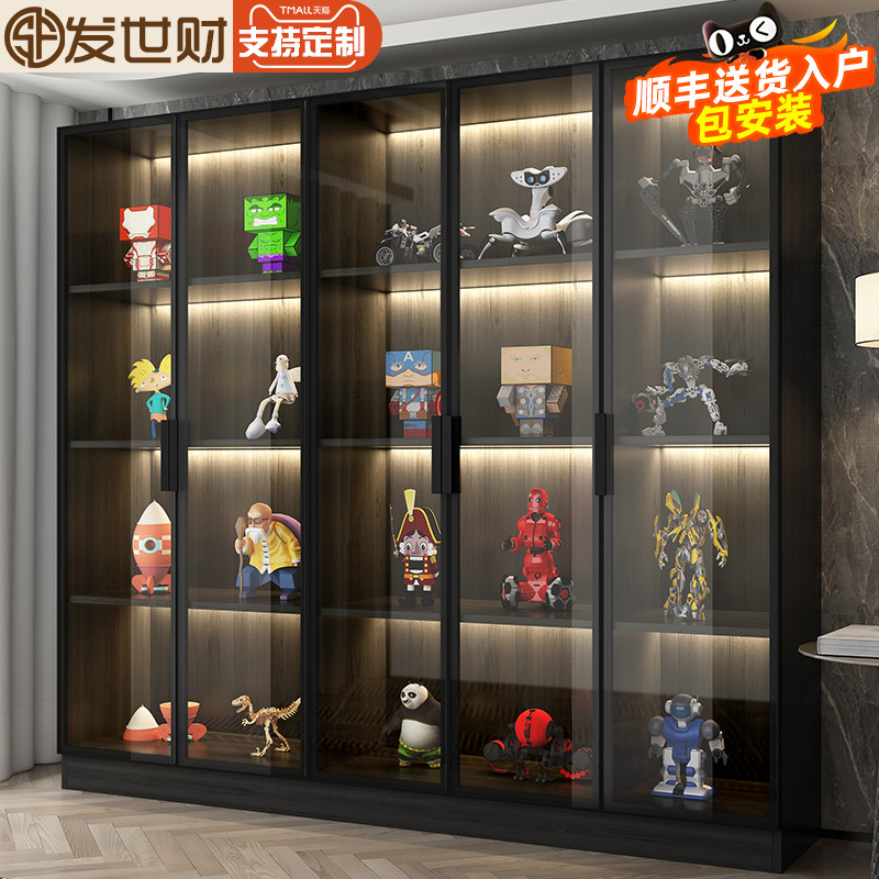 手办柜定制轻奢玻璃门书柜