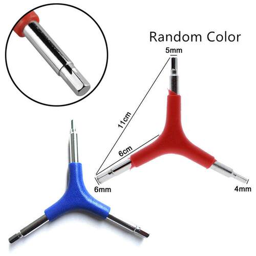 自行车修理工具三叉扳手Y型内六角扳手工具4/5/6mm红柄扳手