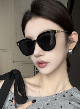 韩版潮方形金属腿高级感黑色墨镜女辣妹圆脸显瘦太阳眼镜防紫外线