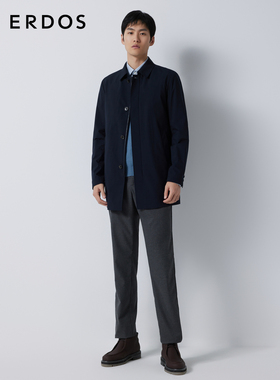 ERDOS 男装风衣秋冬藏蓝色中长款直筒版型外套商务休闲通勤