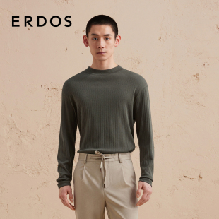 T恤商务休闲百搭 棉绒混纺上衣早秋轻薄超弹长袖 ERDOS 男装