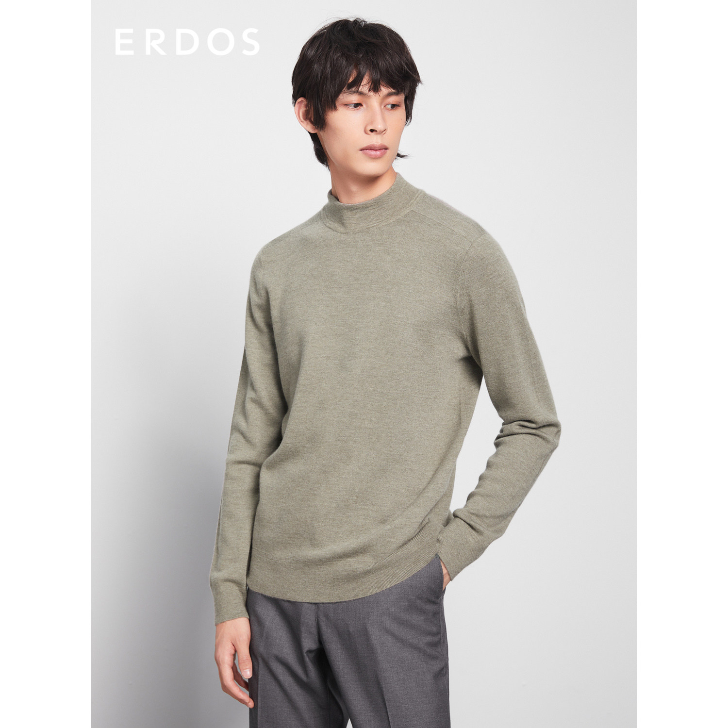 Erdos半高领纯山羊绒针织衫
