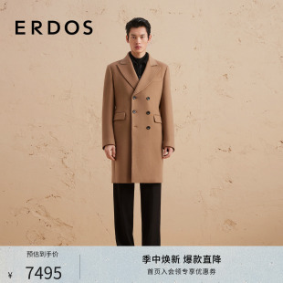 【羊绒大衣】ERDOS 男装冬海军风初绒双排扣修饰身材长款外套男