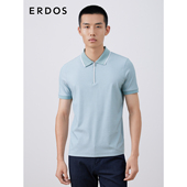 POLO衫 男装 ERDOS 夏斜纹肌理撞色拉链领商务短袖 桑蚕丝