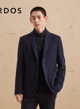 ERDOS 男装羊绒西装外套秋冬藏蓝色平驳领西服商务休闲
