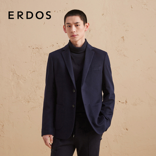 外套秋冬藏蓝色平驳领西服商务休闲 羊绒西装 ERDOS 男装