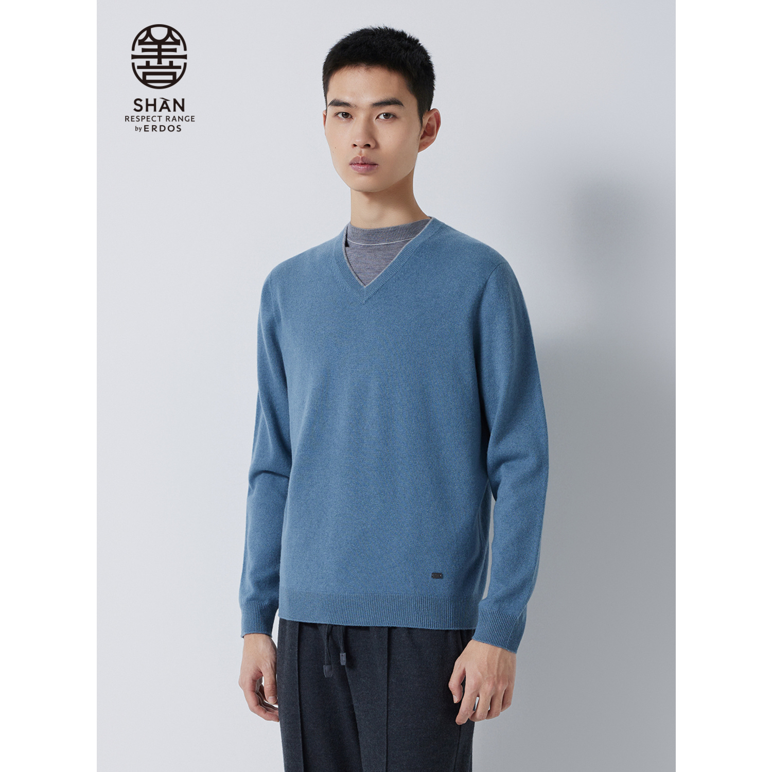 【善系列】ERDOS 男装羊绒针织衫秋冬V领修身纯色羊绒衫