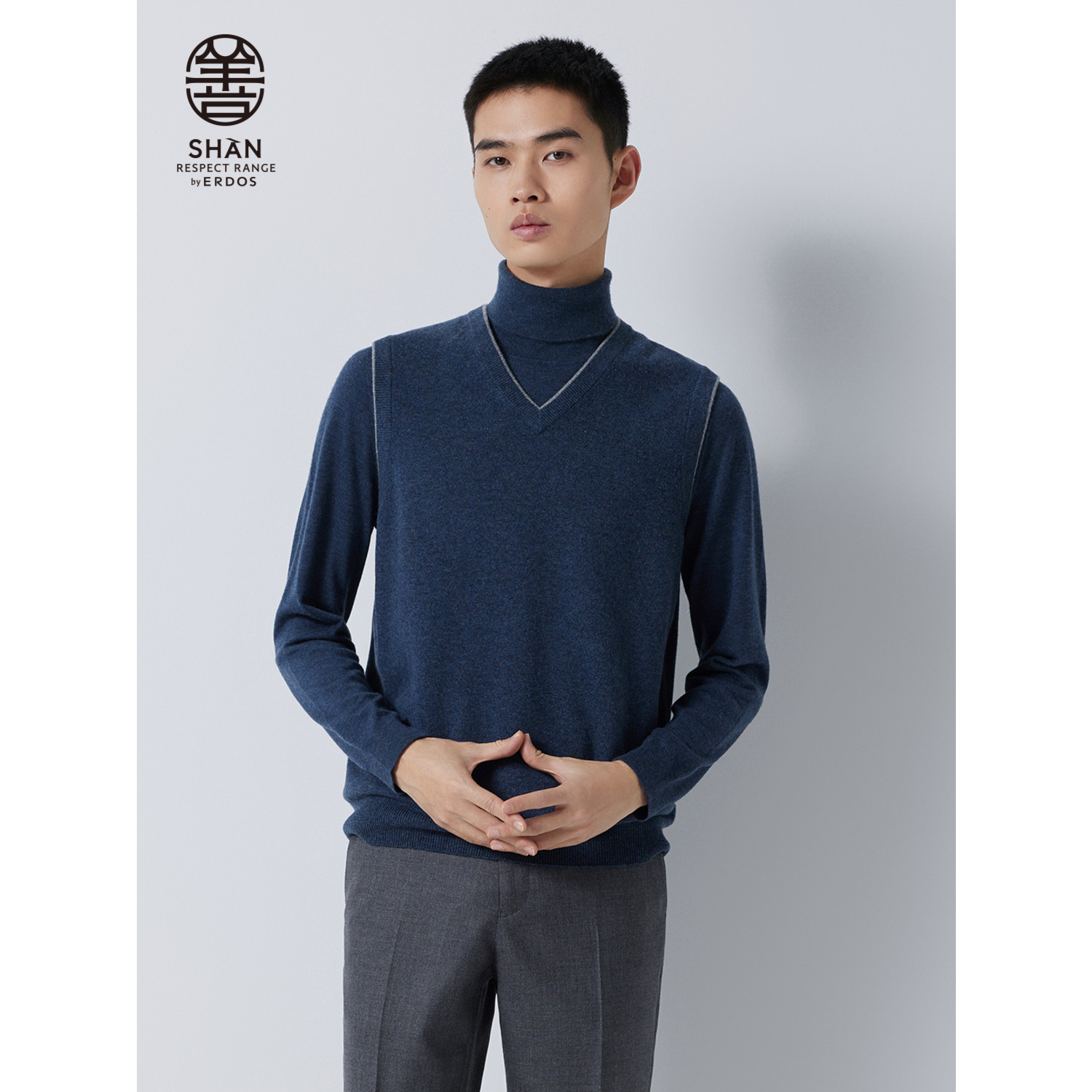 【善系列】ERDOS 男装羊绒背心早秋V领纯色无袖羊绒衫