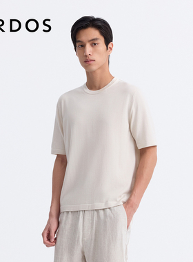 ERDOS 男装丝毛混纺短袖针织衫春夏白色T恤上衣商务休闲