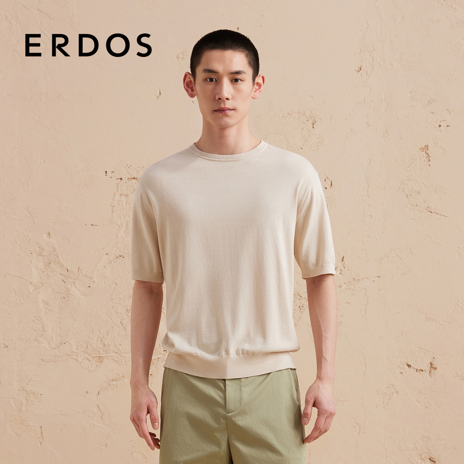 ERDOS24早秋新款丝棉混纺T恤