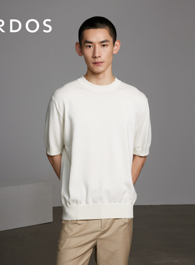 ERDOS 丝棉混纺T恤夏款男装白色薄短袖上衣舒适透气