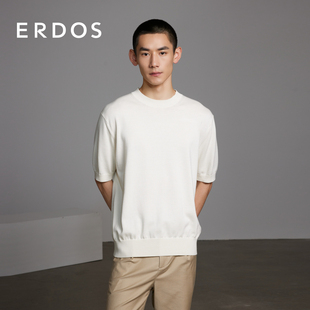 白色薄短袖 男装 上衣舒适透气 丝棉混纺T恤夏款 ERDOS