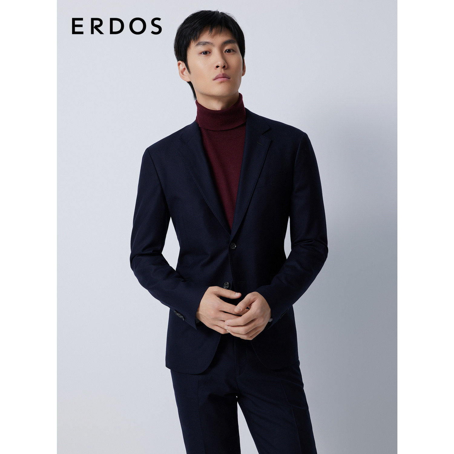 ERDOS 男装羊毛羊绒混纺西服秋冬深蓝平驳领西装商务休闲,男装,商务正装西服,淘宝优惠券,粉丝福利购,淘宝优惠卷