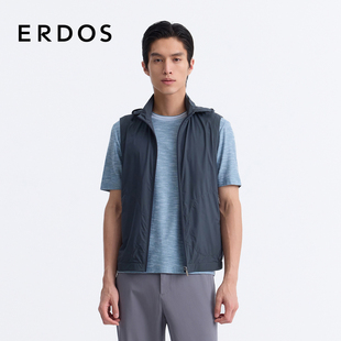 ERDOS 男装马甲春夏暗玉绿色连帽直身休闲轻运动短款外套