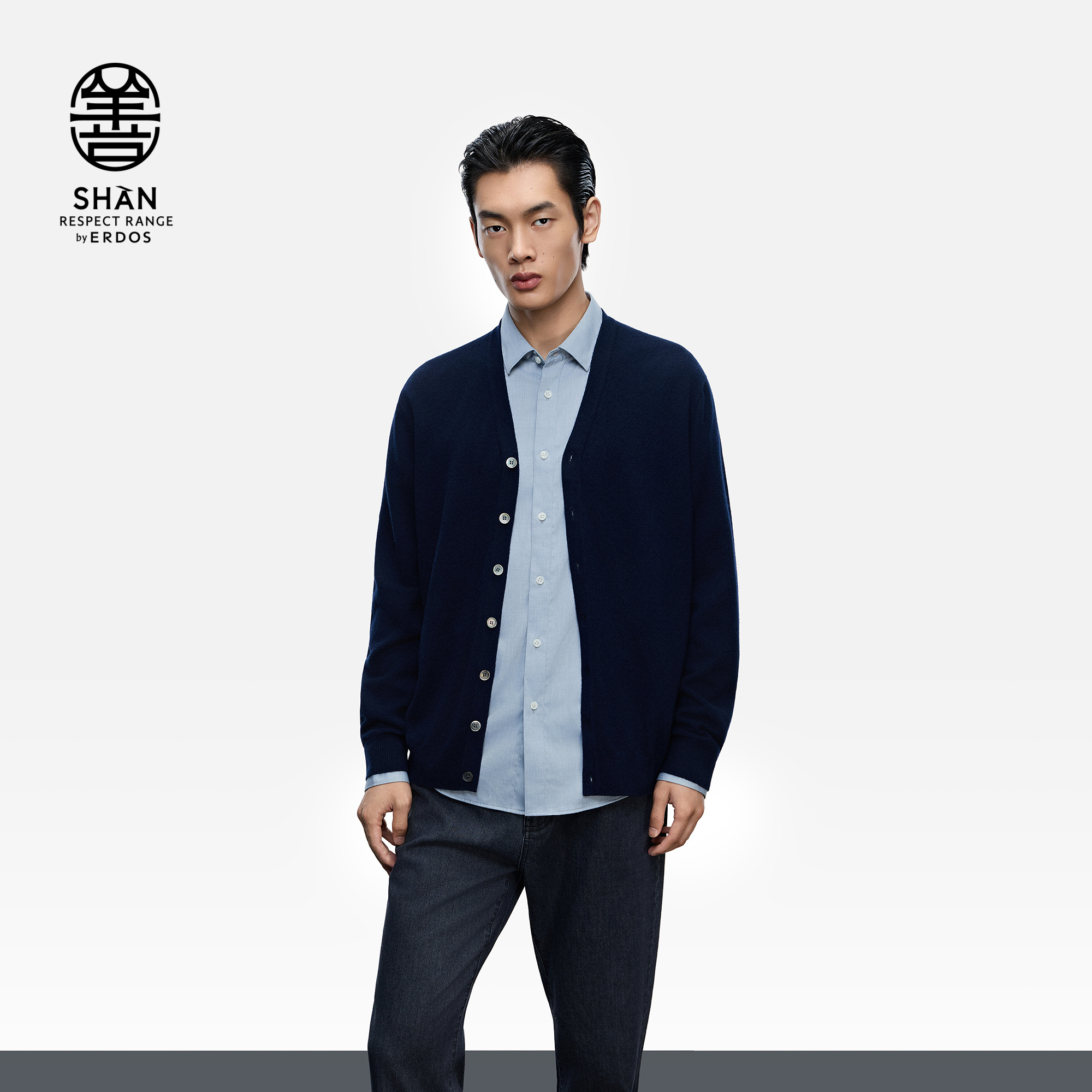 【善系列】ERDOS 25年秋冬男士商务休闲V领羊绒开衫