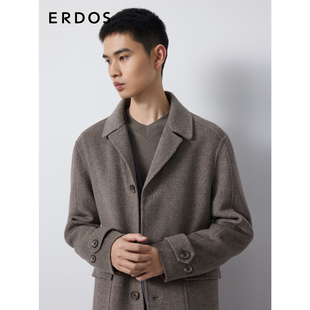 领中长款 牦牛绒大衣秋冬老钱风咖色西装 厚外套 男装 ERDOS