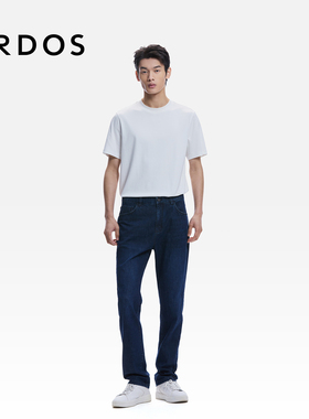ERDOS 男装棉混纺牛仔裤2026年早春新品丹宁蓝百搭小直筒休闲裤