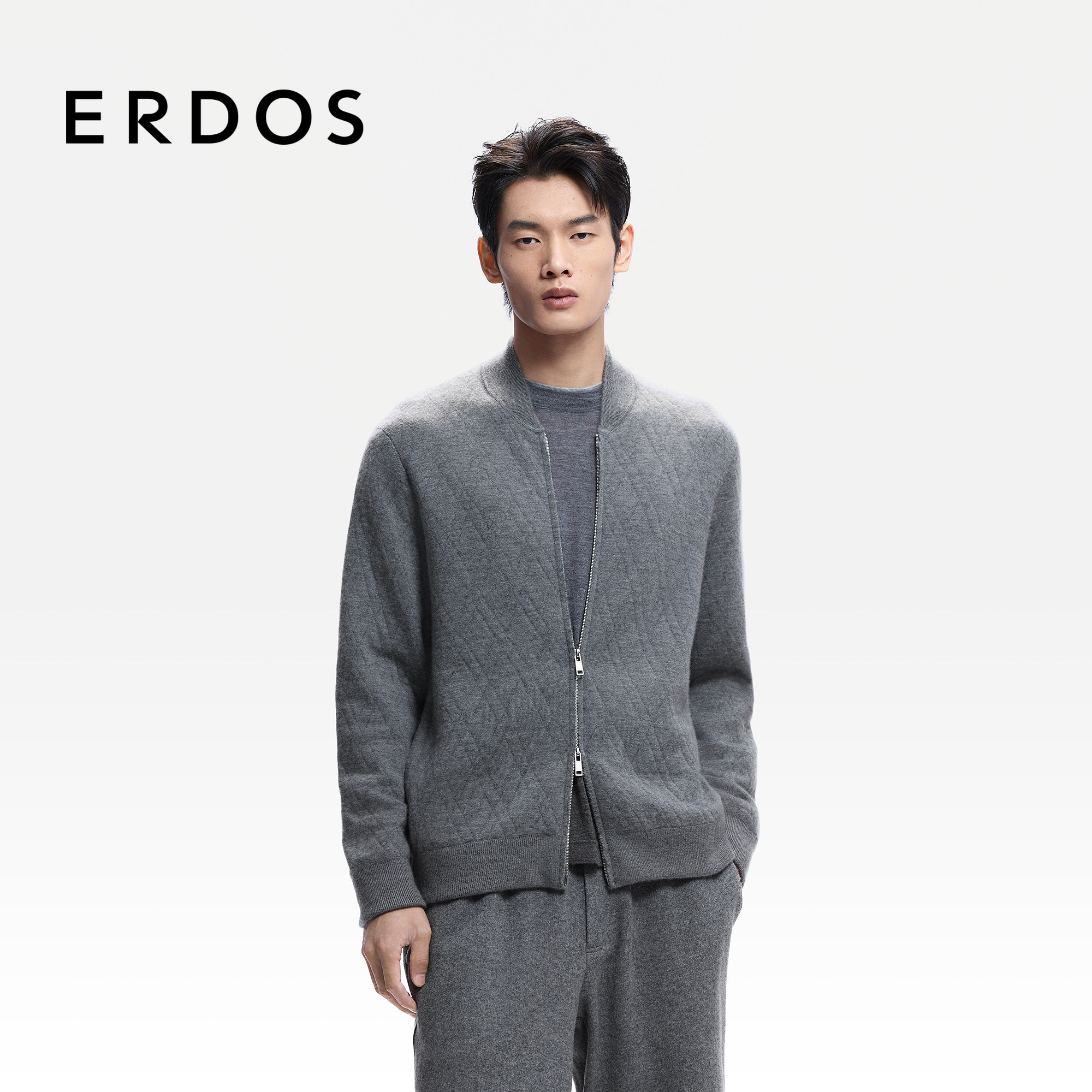 【精纺】ERDOS 男装棒球领羊绒开衫26年早春新款老钱风针织外套男