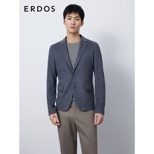外套商务休闲 丝毛混纺西服早秋清水灰平驳领西装 ERDOS 男装