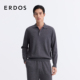 男装 羊绒衫 25年新品 ERDOS 灰色精纺翻领双提加厚宽松保暖针织衫