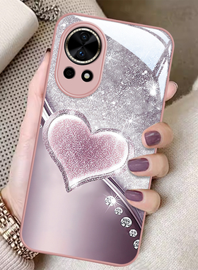 适用华为nova12手机壳女新款11se高级huawei散粉爱心10防摔nova9硅胶8pro7女6全包外壳5散热专用玻璃保护套女