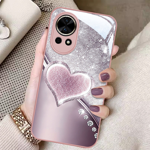 适用华为nova12手机壳女新款11se高级huawei散粉爱心10防摔nova9硅胶8pro7女6全包外壳5散热专用玻璃保护套女