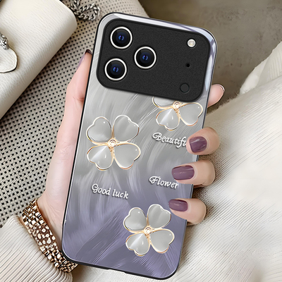 适用苹果系列四叶草玻璃手机壳