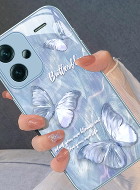 适用红米note13Pro手机壳新款女redmi高级感Turbo碧波蓝蝶note11小清新12硅胶11Tpro散热全包9防摔10保护套